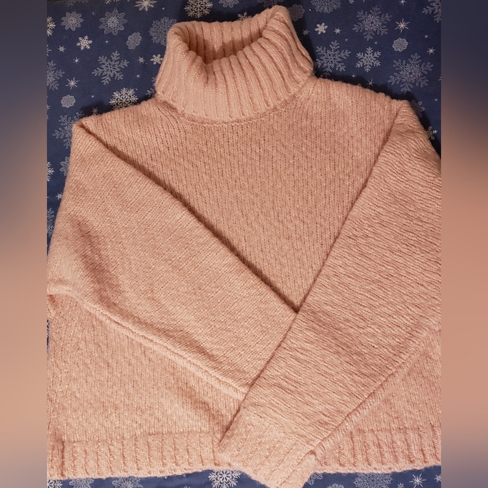 J Crew Oversized Cropped Turtleneck Wool Blend Womens XXL Hibiscus Pink NWT